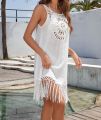 CROCHET BIKINI-Women's Beach Dress, Swimsuit Cover-Ups, Beachwear, Beige Dresses Suit, Swim Cape for Women, Summer.