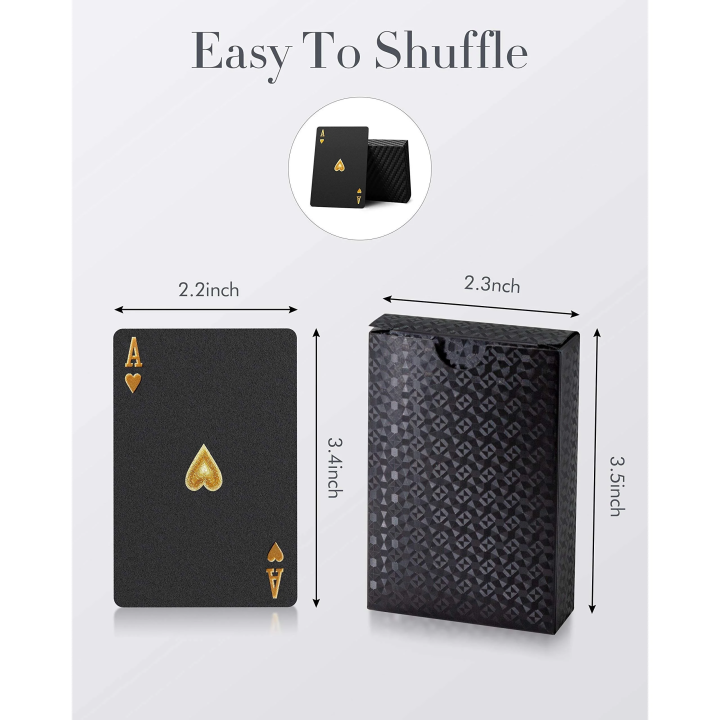 Black Playing Cards, Cool Black Foil Decks of Cards, Waterproof Playing Cards & Flexible Poker Cards with Box, Great for Party