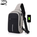 Fengdong small usb charge shoulder bag men messenger bags male waterproof sling chest bag boy travel bagpack men cross body bags. 