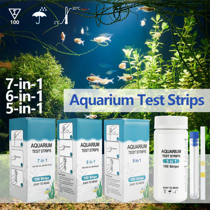 Saltwater Aquarium Beginner Ph Adjusters Reference: 100Pcs Aquarium Test Strips 7 In 1 Fish Tank Test