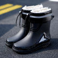 Short and Medium Tube Men's Bundle Rain Shoes Night with Reflective Strip Shoes Waterproof Shoes Elastic Band Waterproof.