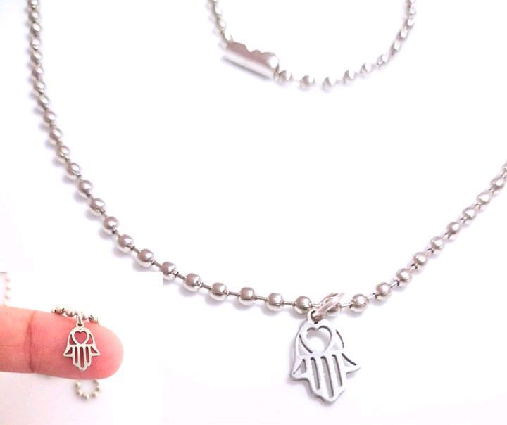 hands pendant. Hamsa hand silver pendant necklace. Silver ball chain and silver hand.  for men's and women's
