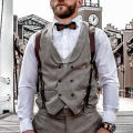 Men's Knight Brown PU Leather Suspenders Fashion Suit Shirt Suspenders Belt For Party Club Costume Men . 