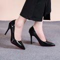 Pointed Toe Patent Leather High Heels Temperament Girl Red Sole Party Dress Stiletto Pumps Classic Black Work Single Shoes.
