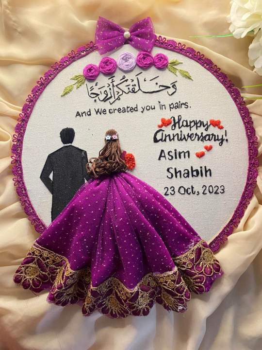 Anniversary Gift Hoop Art embroidery / Anniversary Gift / Gift For Wife / Anniversary Decoration/ Surprise Gift / Hoop Embroidery Gift