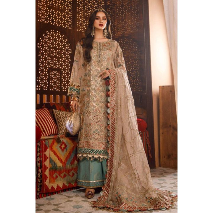 ZARI NET UNSTICH EMBROIDERED 3-PIC