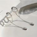 Fashionable Silvery Tassel Hoop Pendant Earrings, Exquisite Jewelry, Perfect Birthday  For Women. 