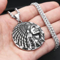 Gothic Vintage Stainless Steel Indian Chief Head Pendant Necklaces For Men Biker Classic Ethnic Style Jewelry s Wholesale. 