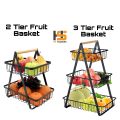 Kitchen Organizer/ Fruit Basket/ Vegetable Stand/ Kitchen Counter Rack In Black Color. 