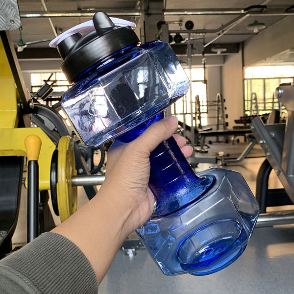 2500 ml Dumbbell Water Gym Bottle Large Capacity 5L Fitness Dumbbell Cup Creative Sports Kettle Men's Portable Personalized Plastic Space Cup Drop-Resistant Leak-Proof