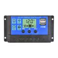 Solar Charge Controller 12V/24V PWM 10A 30A with Adjustable LCD Display Timer Setting. 
