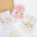 3Pcs/Set Cream Lace Baby Headbands&Socks Newborn Princess Girls Wide Rhinstone Pearl Eastic Hairbands Kids Headwear Photo Props. 