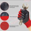 3Pairs - Nylon Rubber Coated Safety Hand Gloves - Red, Cut-Resistant & Chemical-Resistant for Industrial, Household, & Bike Riding (6 Pieces) Made In China.