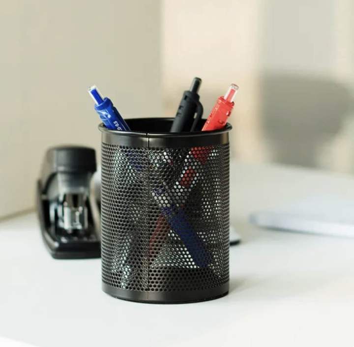Pen%20Holder%20Round%20or%20Square%20Mesh%20steel%20body%20Black%201%20pcs%20-%20Image%207