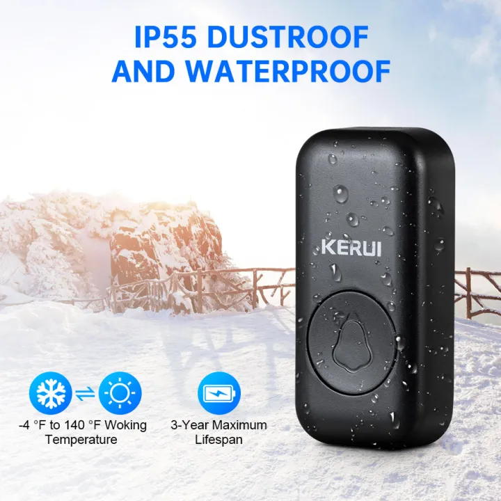 KERUI%20Wireless%20Doorbell%20Waterproof%20OutDoor%20Smart%20Home%20Door%20Bell%20Welcome%20Melodies%20Chimes%20LED%20Flash%20Security%20Adjustable%20Volume%20-%20Image%203