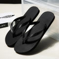 ins trendy black flip flops for men in summer wear simple non-slip soft sole clip foot-slip fashionable and versatile beach sand.