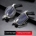 Retro Folding Reading Glasses for Men / Women Metal Frame Anti-blue Light Eyeglasses with Free Case. 