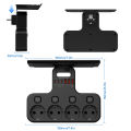 T Shape EU Plug Wall Power Strip Independent Switches Wall Mounted Socket Detachable Storage Tray Light Sensor Night Light 3 USB.