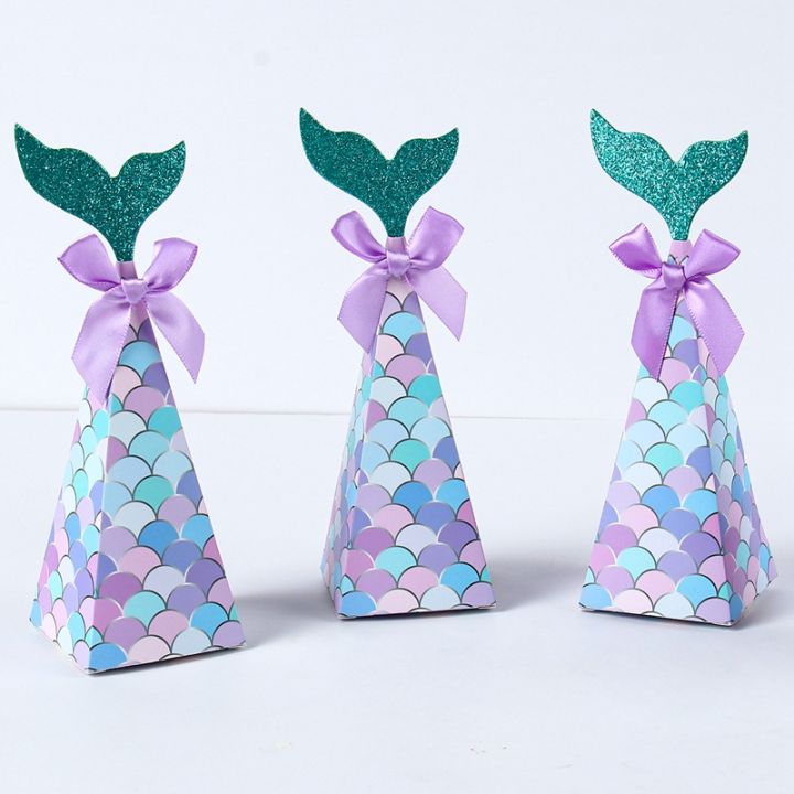 10pcs Mermaid Tail Candy Box Gift Packaging Paper Bag Popcorn Boxes ...