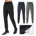 Men's Spring Summer Running Trousers Fitness Muscle Training Leggings with Reflective Striped High Stretch Ice Skinny Pants. 