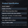 KBEAR ST12 Plus 2m 8 Core Silver-Plated Upgraded IEM Cable With 3.5/4.4mm 2PIN/QDC/MMCX Headphone Cable For KZ Gaming Headset. 