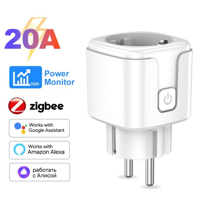 Smart Socket EU 20A zigbee Smart Plug With Power Monitoring Smart Home ...