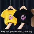 2pcs/Pack Girls Purple Butterfly T-Shirt Kids Fashion Short Sleeve Sister Matching Outfit Kids Best Friend Tops Tee. 