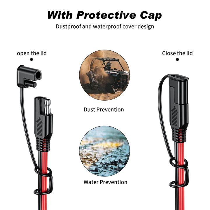 SAE%20to%20SAE%20Extension%20Cable%20Solar%20Plug%20Cord%2016AWG%20Waterproof%20for%20Car%20Batteries%20-%20Image%202