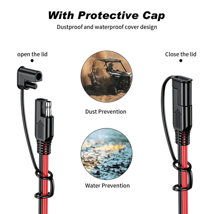 SAE%20to%20SAE%20Extension%20Cable%20Solar%20Plug%20Cord%2016AWG%20Waterproof%20for%20Car%20Batteries%20-%20Image%202