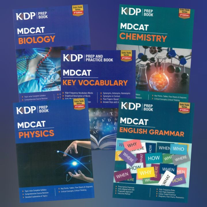 Set of 5 Kips MDCAT Prepration books 2025 Edition: Kips Physics Prep book for MDCAT - Kips Chemistry Prep book for MDCAT 2025 - Kips Biology prep book for MDCAT 2025 - Kips English Prep book for MDCAT 2025 - Kips MDCAT Vocabulary Prep and Practice book