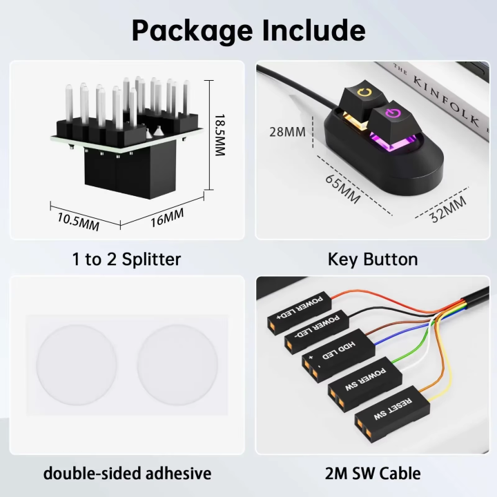 2M Cable Computer Desktop Switch PC Motherboard External Start Power On ...
