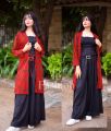 3pc Printed Coat Style Dress for Women and Girls, Stitched, Belt Flapper, High-Quality Boski Lilan Material. 