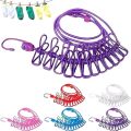 Elastic Cloth Drying Rope with 12 Hook Clips | Elastic Laundry Clothes Lines Adjustable Clothes Rope with 12pcs Clothe spins Portable with Clips. 