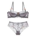 MOYISU French Romantic Lace Comfortable Breathable セクシー Tushy Slim Bra Collection Pure Desire Girls Push Beautiful Underwear SET. 