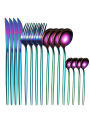 16PCS cutlery set stainless steel tableware knife and fork spoon teaspoon tableware package quality gold cutlery sets.