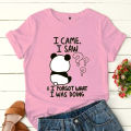 Women Tshirt Panda Lovely Trend Fashion Shirt Panda I Came I Saw Cartoon Female Graphic Sleeved Harajuku Streetwear Tops Tees. 