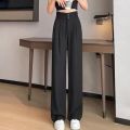 2025 Female High Waisted Wide Leg Pants Spring Women Concise Fashion Suit Trousers Lady Chic Korean Designer Solid Color Slacks.