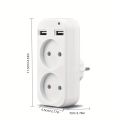 EU Plug Conversion 2 Socket Plug Multifunctional Socket Portable with USB Type-C Port German Spain French Russian Power Adapter. 