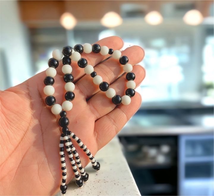 Black and white Tasbih Marbel Beads Tasbeeh, Beautiful gift for your Love once, New Design Tassels