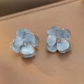 Fashion Jewelry Sweet Design Spring/Summer Blue Pink Enamel Flower High End Earrings Party Gifts for Women.