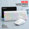 【J209】FunBug Gaming Keyboard and Mouse Combo with RGB Side LED Panel - Mechanical Feeling Wired Keyboard & 2400 DPI Mouse with FREE Mouse Pad for Pubg Mobile, Laptop, PC Computer - 3 in 1 Gaming Bundle - Black, White, Green. 