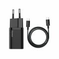 Baseus 25W Super Si 1C Quick Charger with Type-C Cable - Black. 