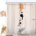Cat Shower Curtain Kids Funny Cute Lovely Cartoon Kitten Pet Animal Climbing Door Hilarious Modern 12 Pack Hooks Polyester.