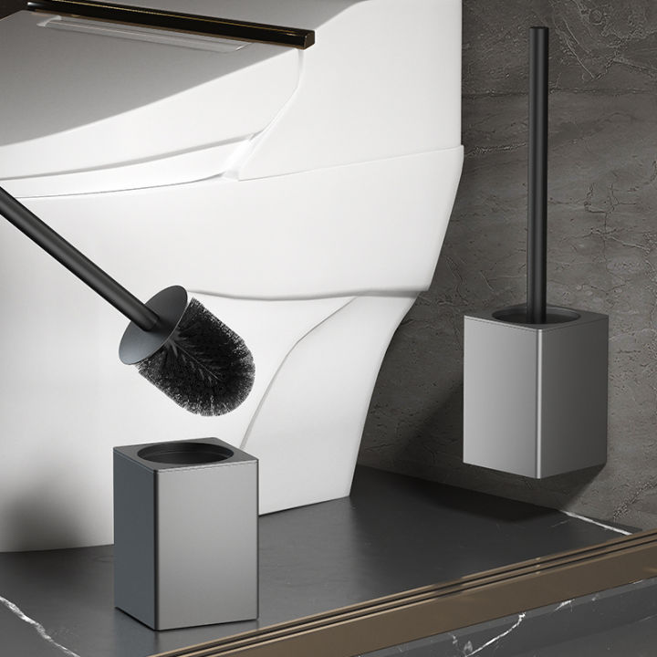 Bathroom Toilet Brush Holder Wall Mounted Household Cleaning Tools No Punching Install Space Aluminum Toilet Brushes WB8712