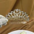 High-End Bride Wedding Headdress Crystal Beauty Pageant Crown Comb with Rhinestone Heart Alloy Catwalk Hair Accessory Set. 