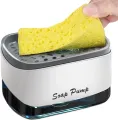 Plastic kitchen cleaning brush wash sponge holder Sponge Caddy Soap Pump Dispenser kitchen sink soap liquid dispenser box. 