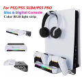 Wall Mount Kit with RGB Light For PS5/ Pro/ Slim Console Dual Controller Charging Station Headset Hanger For PS5 Accessories.