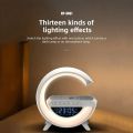 BT3401 G Shape Lamp Speaker Portable Bluetooth Speaker With Digital clock Fast Wireless Charging 15W  Rechargeable Speaker With RGB Colorful Lights Best For Room Decor and Birthday Wishes Big Size Speaker for Side Table. 