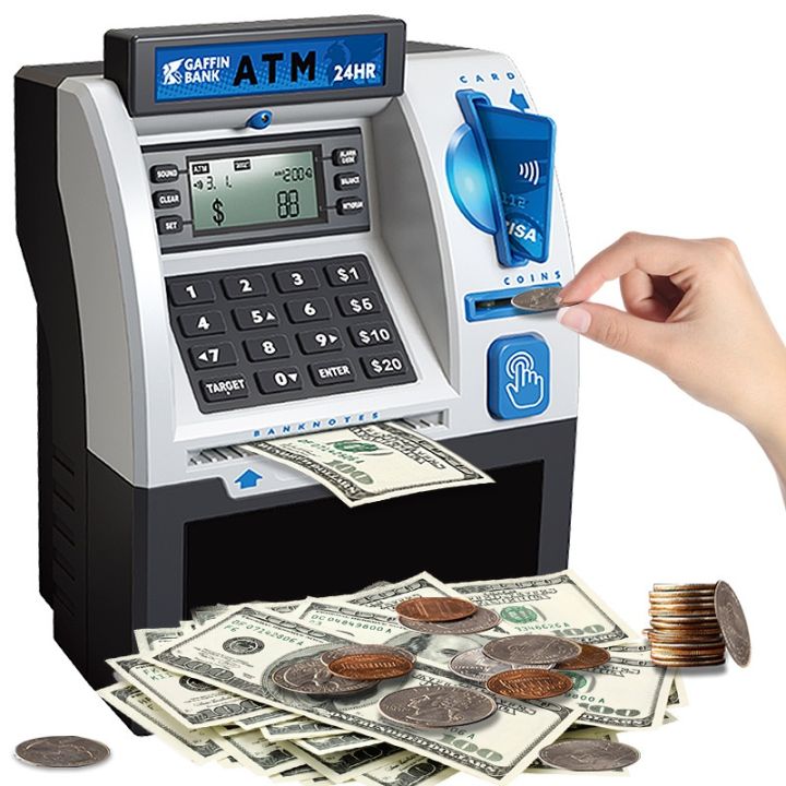 Large Capa Automatic ATM Money Box Children Savings Jar Card Swipe Deposit And Withdrawal Machine Intelligent Password Entry