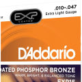 D'Addario EXP15 Coated Phosphor Bronze Acoustic Guitar Strings | Extra Light Guage | .010-.047. 